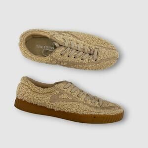 Tretorn Nylite Plus Sherpa Sneakers Beige Teddy Fleece Low Top Shoes Size 8